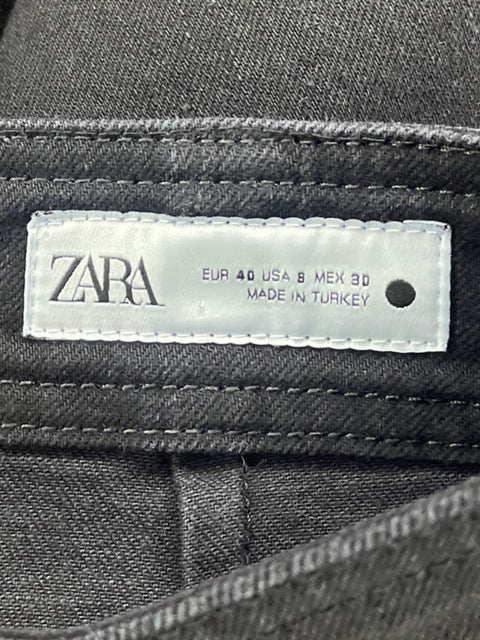 Pantalón Zara Recto Jeans Negro-Talla 8
