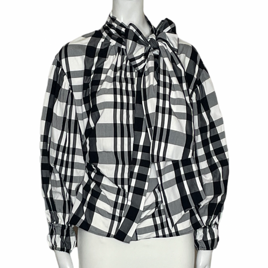 Camisa Zara Cuadros Lazo Negro-Talla S