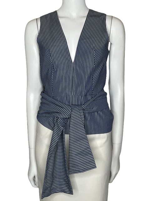 Top Preta Rayas Sin Mangas Azul-Talla S