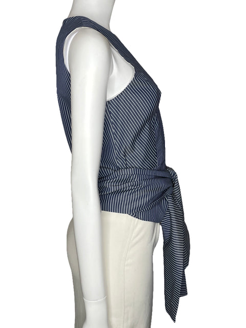 Top Preta Rayas Sin Mangas Azul-Talla S