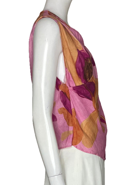 Blusa Massimo Dutti Cruzado Flores Rosado-Talla 12