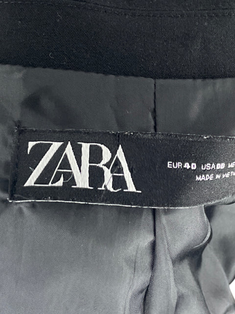 Blazer Zara Boton Bolsillo Clasico Negro-Talla 08