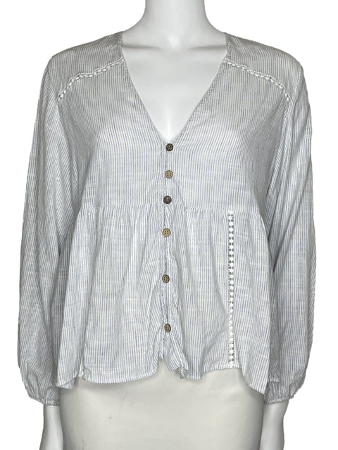 Blusa Zara Fluida Rayas Blanco-Talla S