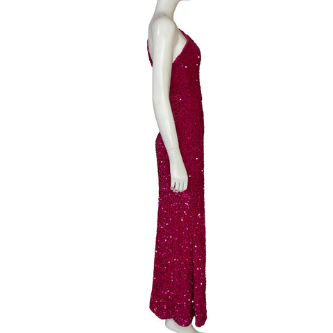 Vestido Royal Queen Halter Brillante Fucsia - Talla 8
