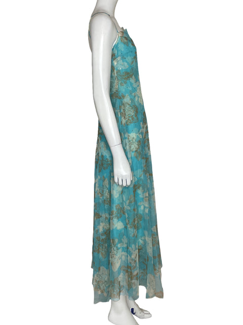 Vestido BCBG Flores Mallas Azul-Talla S