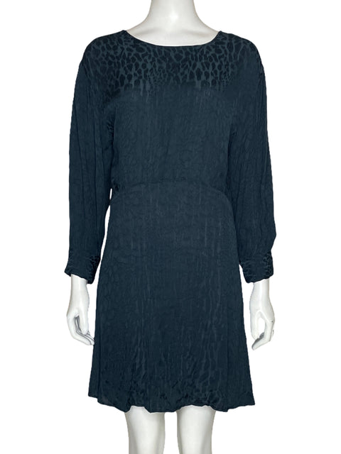 Vestido Zara Mangas Fluido Lunares Azul-Talla S