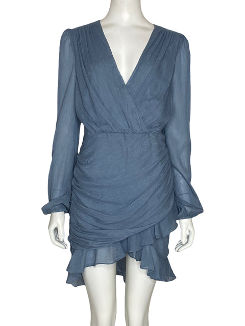 Vestido Blue Blush Drapeado Brillo Azul-Talla M