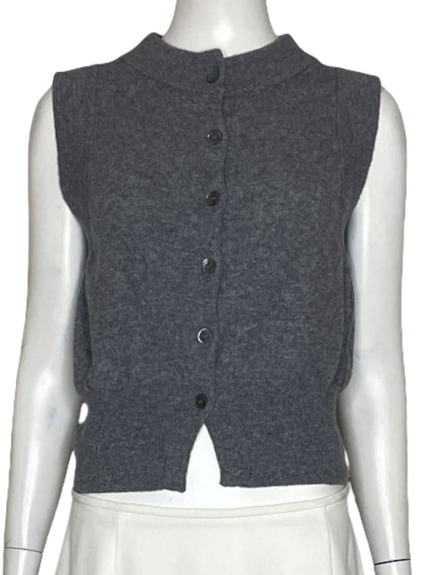 Chaleco Massimo Dutti Botones Punto Gris-Talla S