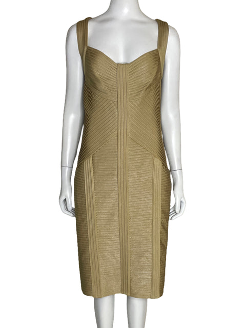 Vestido Tadashi Shoji Coctel Bodycon Dorado-Talla M