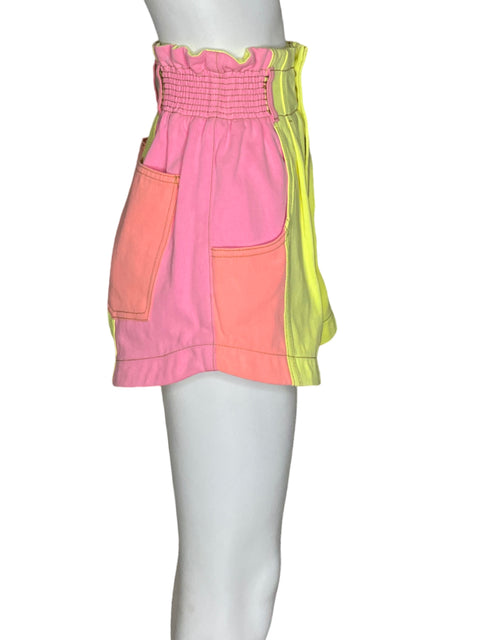 Short Farm Tricolor Paper bag Amarillo - Talla 34