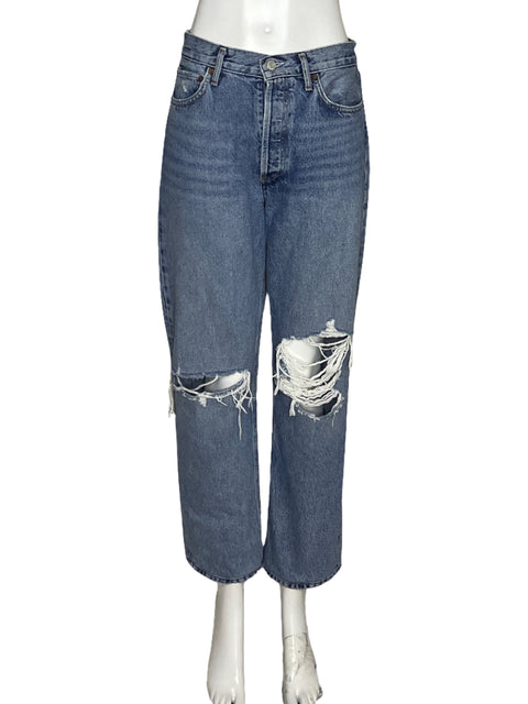 Pantalón Agolde Desflecado Recto Azul-Talla 27