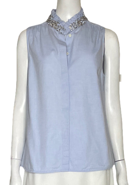 Blusa J.Crew Sin Mangas Pedreria Azul - Talla 8