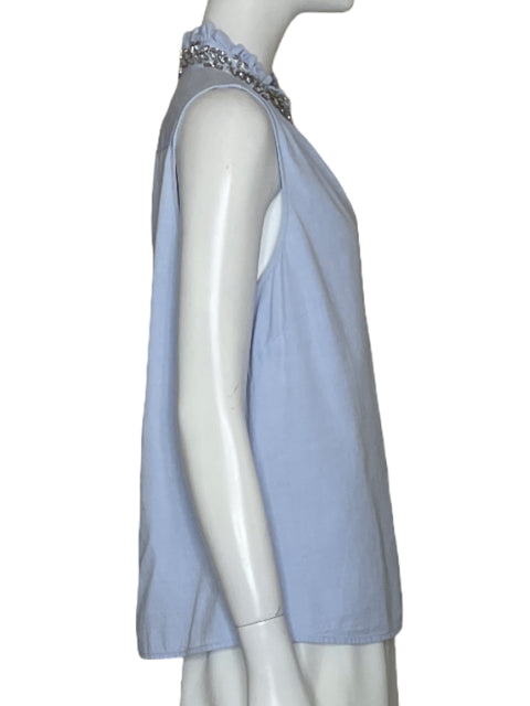 Blusa J.Crew Sin Mangas Pedreria Azul - Talla 8