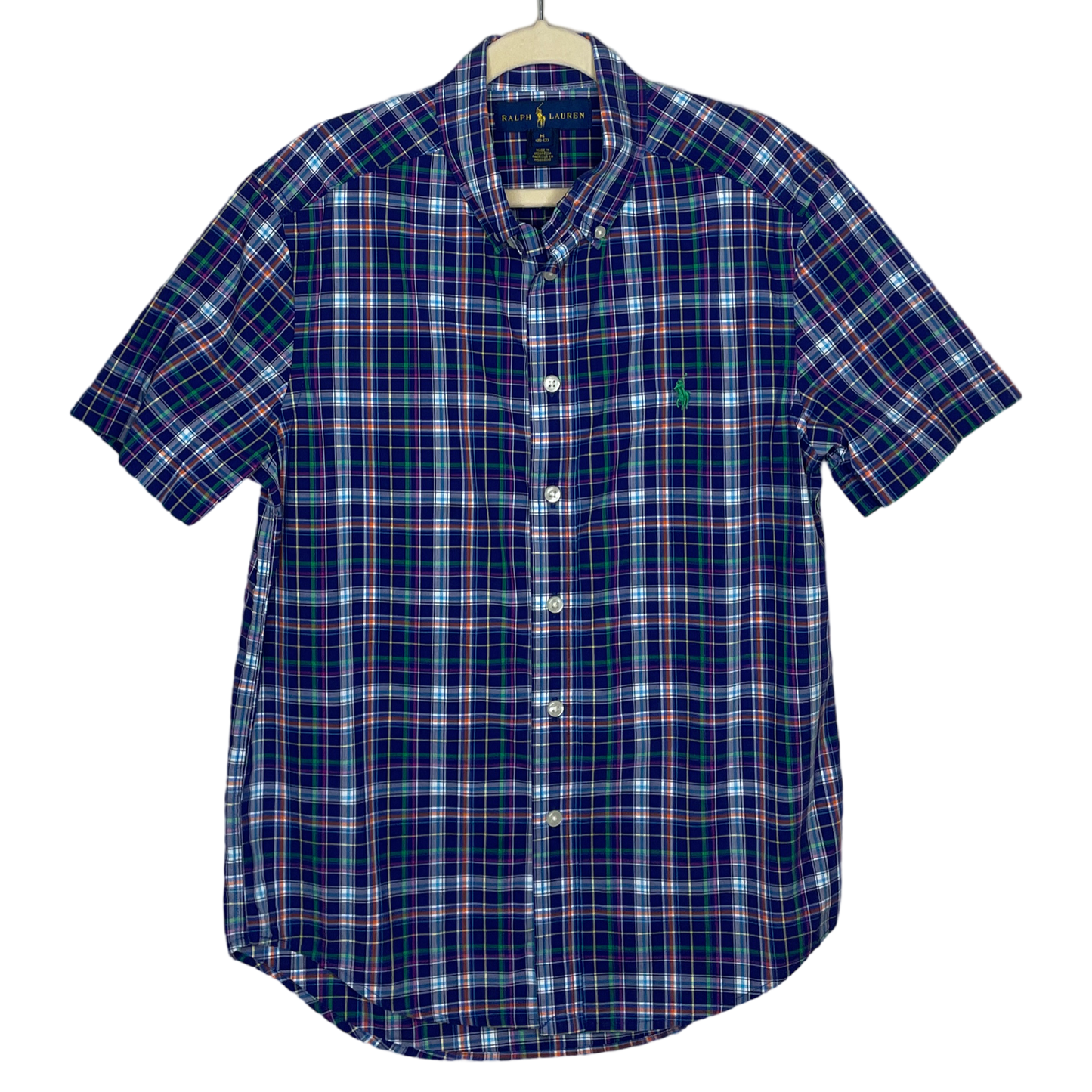 Camisa Polo Ralph Lauren Cuadros Manga Corta Azul-Talla M