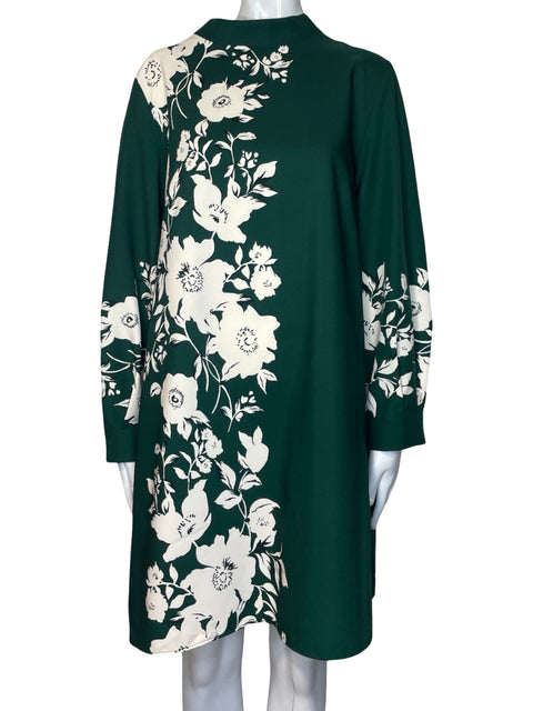 Vestido Zara Floral Cuello Alto Verde-Talla XXL