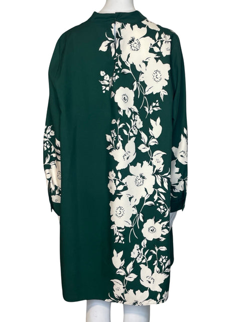 Vestido Zara Floral Cuello Alto Verde-Talla XXL