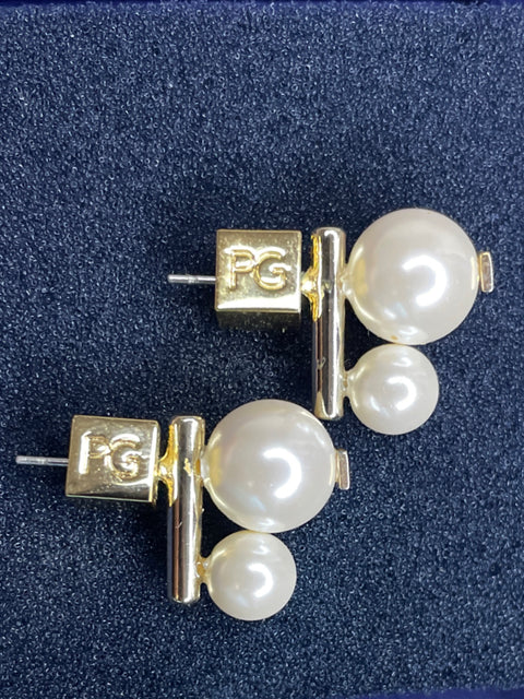 Aretes Purificación Garcia Dos Perlas Dorado-Talla U