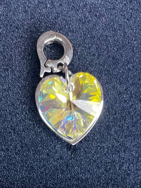 Charm Swarovski Doble Corazon Plateado-Talla U