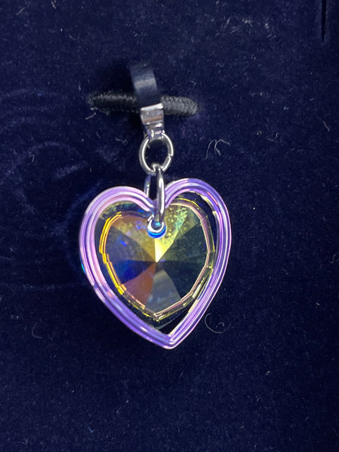 Charm Swarovski Doble Corazon Plateado-Talla U