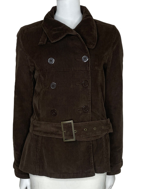 Chaqueta Zara Acanalada Marrón-Talla L