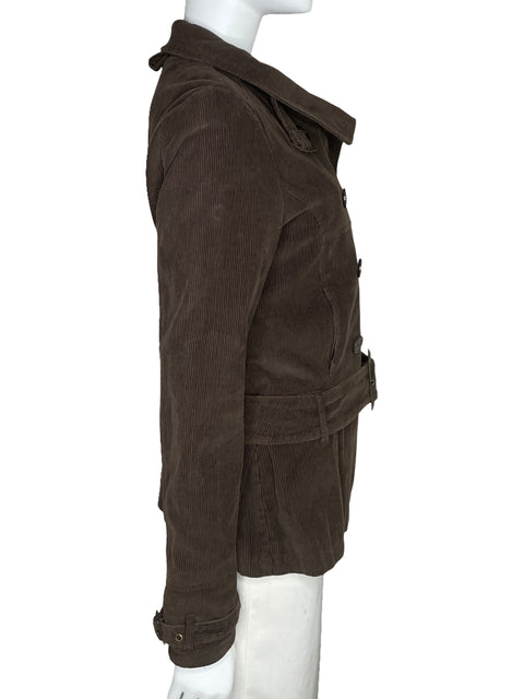 Chaqueta Zara Acanalada Marrón-Talla L