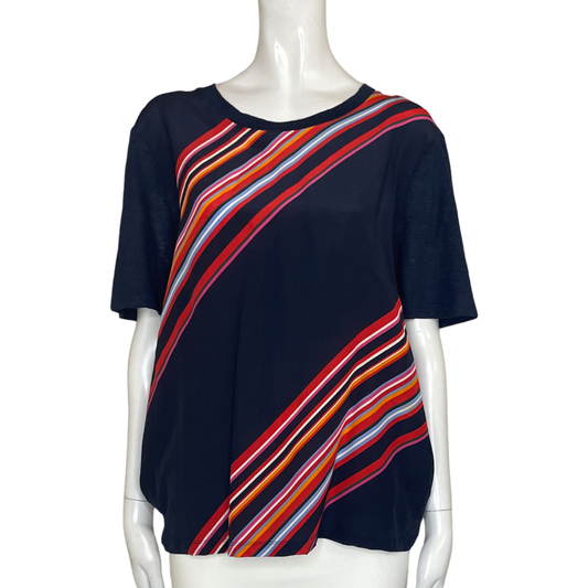 Blusa TORY BURCH Estampado Líneas Azul - Talla XL