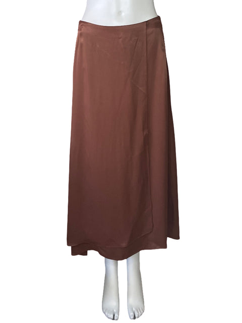 Falda Adolfo Dominguez Fluida Cruzada Marron-Talla 38