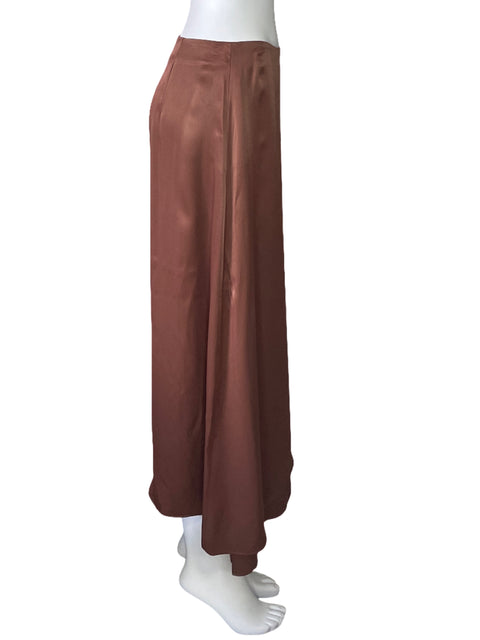 Falda Adolfo Dominguez Fluida Cruzada Marron-Talla 38