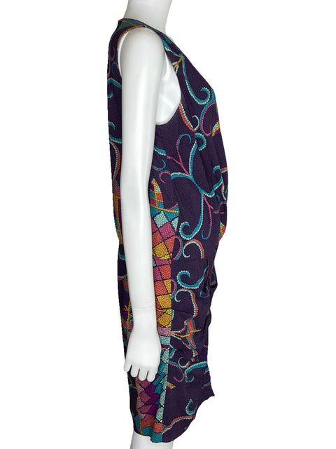 Vestido Nicole Miller Drapeado Morado-Talla L