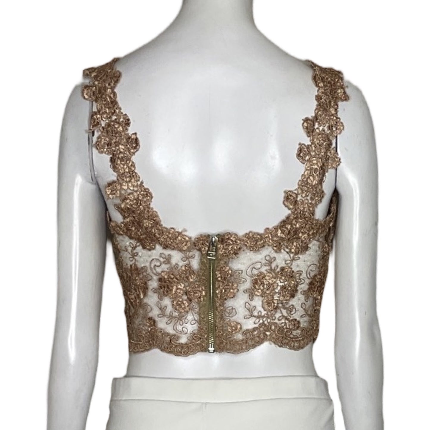 Top Cocco Alle Encaje Dorado-Talla L