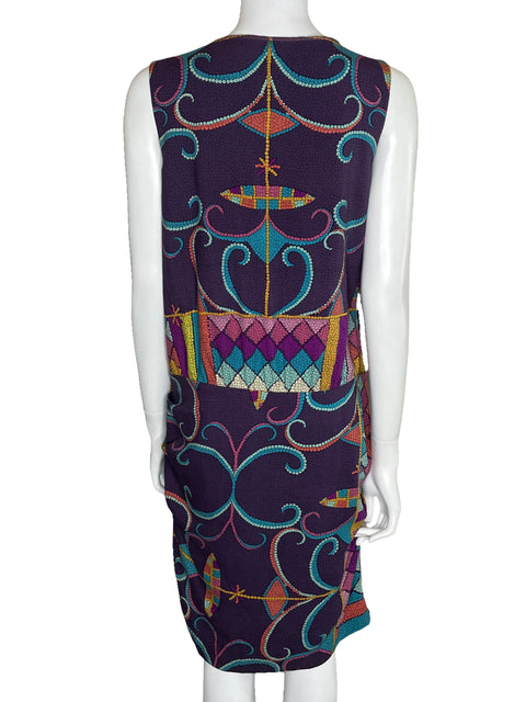 Vestido Nicole Miller Drapeado Morado-Talla L