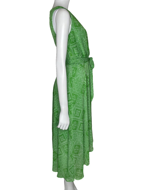 Vestido Tommy Hilfiger Midi Sin Mangas Verde-Talla 10