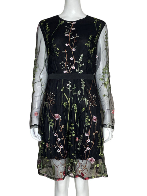 Vestido Tesoro TPS Bordado Mesh Negro-Talla M