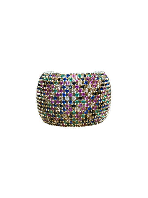 Anillo Tesoro TPS Piedras Multicolores Dorado-Talla U