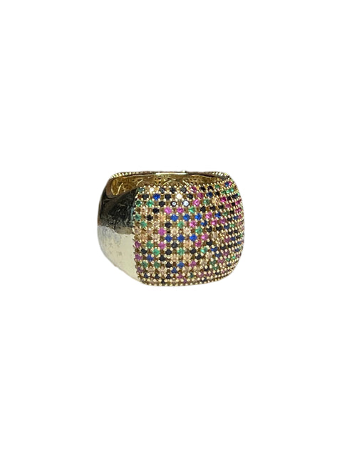 Anillo Tesoro TPS Piedras Multicolores Dorado-Talla U