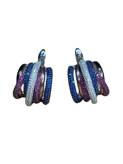 Set Tesoro TPS Anilo+Aretes Piedras Plateado-Talla U