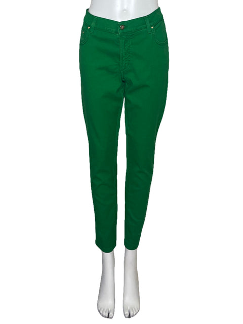 Pantalón Carolina Herrera Denim Tiro Alto Verde-Talla 8