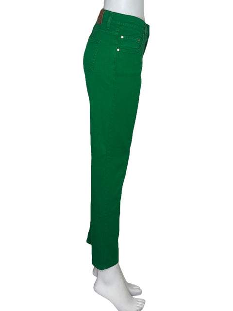 Pantalón Carolina Herrera Denim Tiro Alto Verde-Talla 8