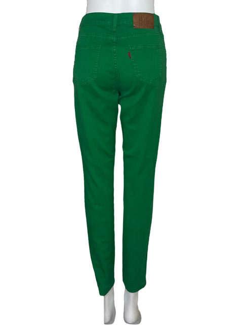 Pantalón Carolina Herrera Denim Tiro Alto Verde-Talla 8