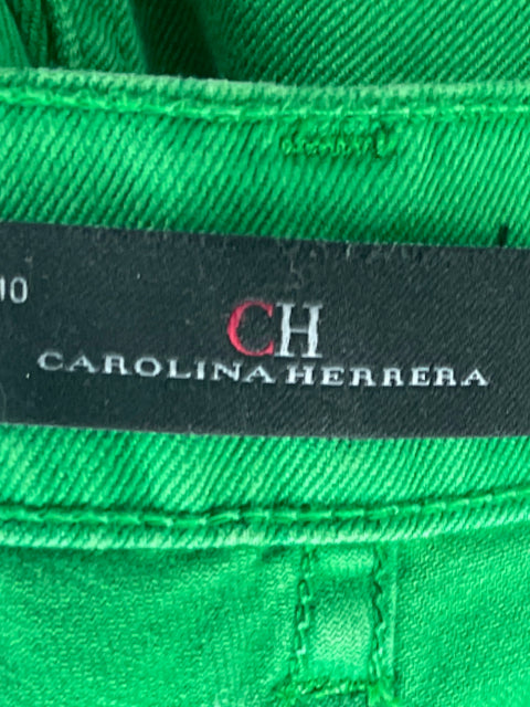 Pantalón Carolina Herrera Denim Tiro Alto Verde-Talla 8