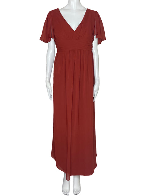 Vestido Azazie Drapeado Naranja-Talla 18