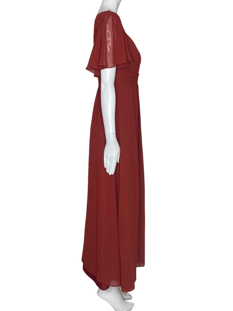 Vestido Azazie Drapeado Naranja-Talla 18