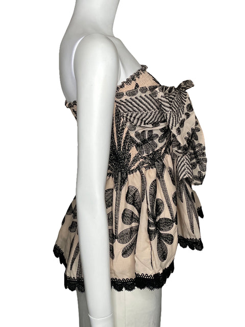 Top Antigona Bordada Floral Beige-Talla XS