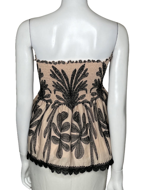 Top Antigona Bordada Floral Beige-Talla XS