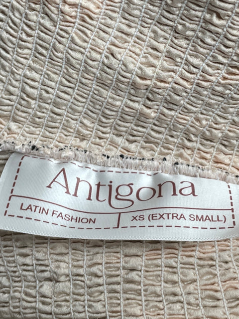 Top Antigona Bordada Floral Beige-Talla XS