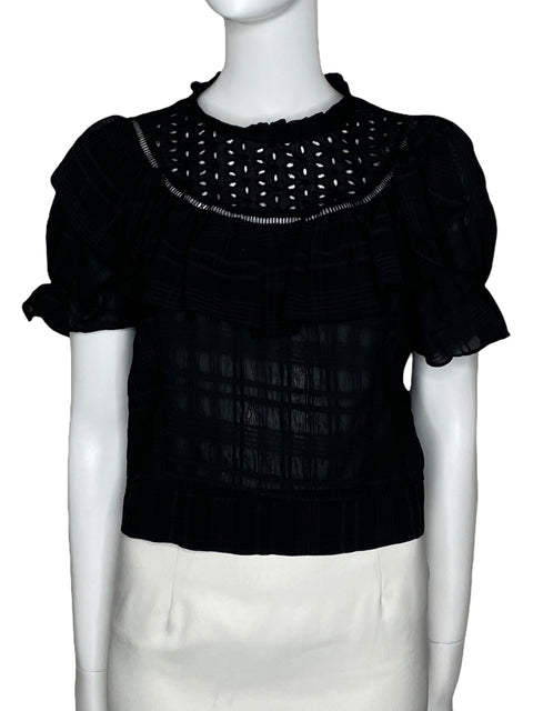 Blusa Milk & Honey Troquelada Negro-Talla M