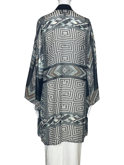 Cardigan Analili Estampado Transparente Negro-Talla XL