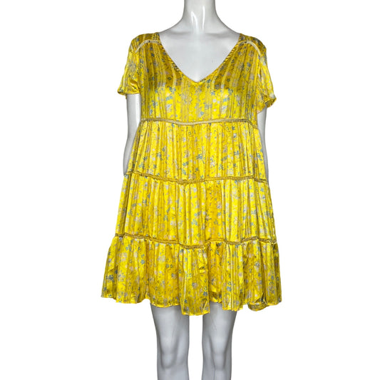 Vestido Urban Outfitters Plizado Amarillo-Talla S