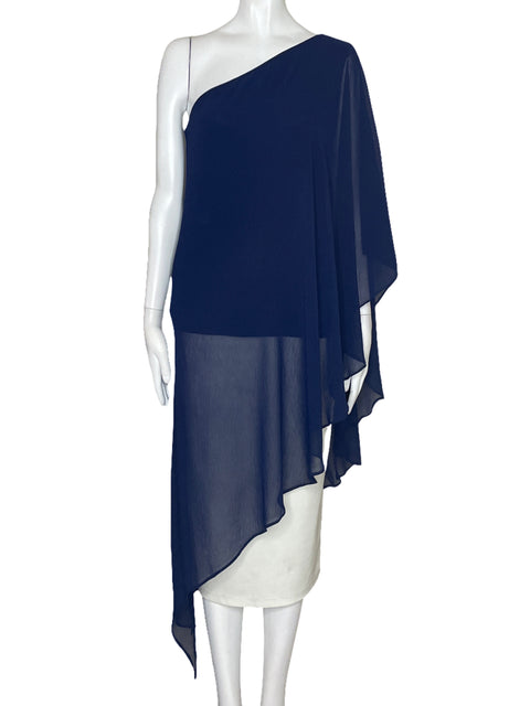 Blusa Analili Fluido One Shoulder Azul-Talla M