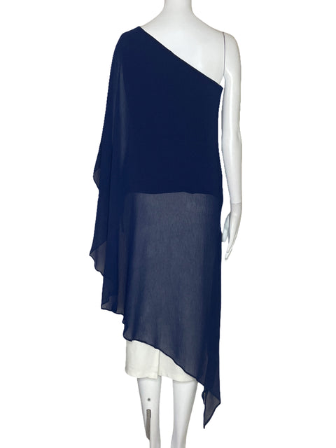 Blusa Analili Fluido One Shoulder Azul-Talla M